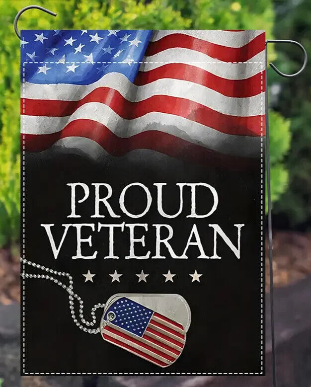 Patriotic Proud Veteran Burlap Garden Flag Double-Sided 12" x 18" NEW! Home & Garden:Yard, Garden & Outdoor Living:Décor:Flags Cozy Home Treasures